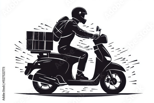 Delivery rider navigating through the city on a scooter carrying packages during daytime