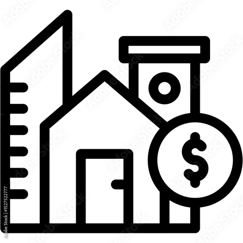 Real Estate Investment Line Icon
