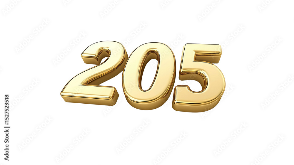 3D Golden Number 205 - Luxury, Anniversary, Celebration 3D Golden Number 205 - Luxury, Anniversary, Celebration