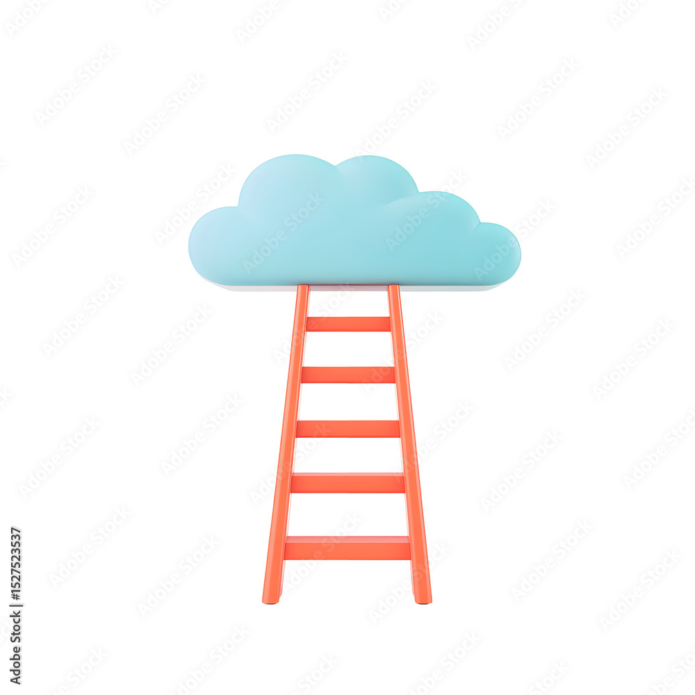 Conceptual Illustration: Ladder Reaching Cloud Represents Ambition and Achievement Conceptual Illustration: Ladder Reaching Cloud Represents Ambition and Achievement