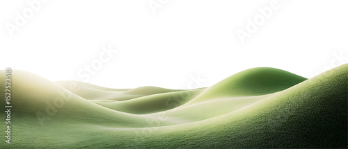 Abstract green hills landscape against a stark black background in low light
