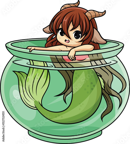 Kawaii Zodiac Capricorn Vector Image