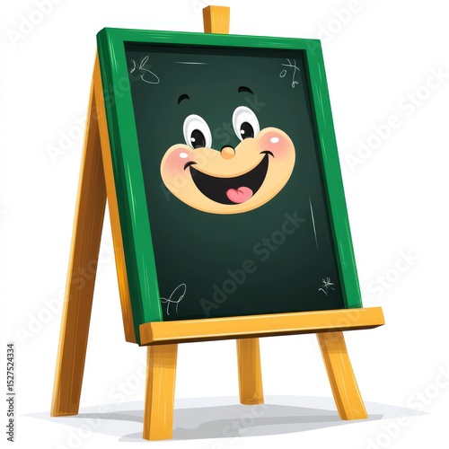 Cartoon chalkboard easel with a happy face