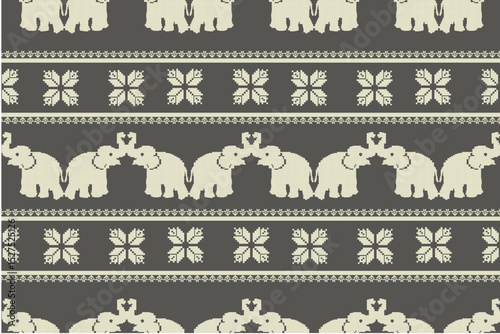 pixel Elephant pattern Motif Banners