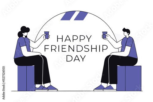 High resolution three dimensional render of happy friendship day design featuring bold typography and vibrant colors