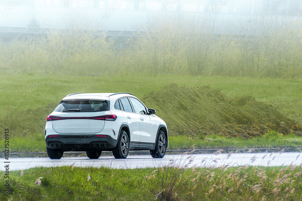 All wheel drive SUV driving through nature All wheel drive SUV driving through nature