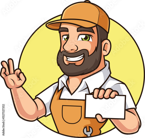 Handyman Holding Business Card Vector Image