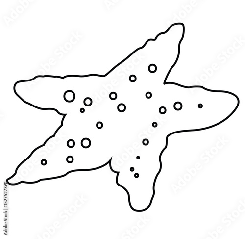 Cute cartoon hand drawn vector star fish outline.