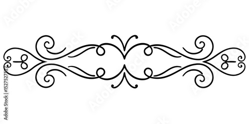 Elegant black swirl decorative divider design element