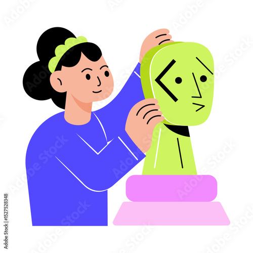 Flat style illustration showing a character making a robot face