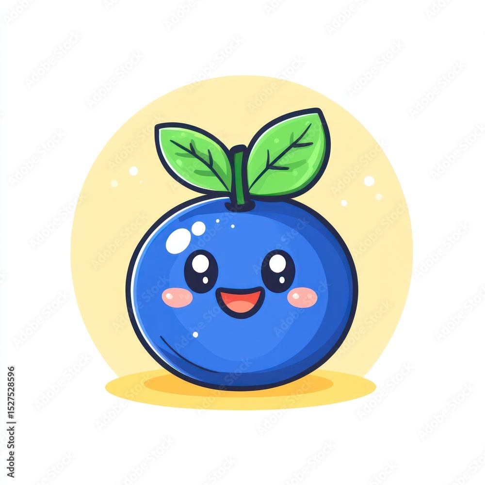 Obraz premium Cute blueberry cartoon illustration
