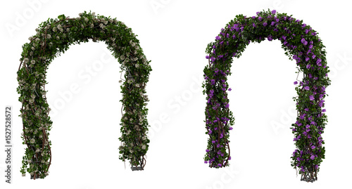 Floral Arch with Flowers on Transparent Background