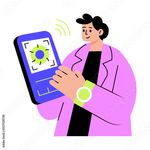 Flat style illustration showing character doing visual diagnosis