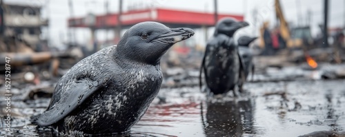 Seabird coated in crude oil struggles to survive — a heartbreaking result of ocean oil spills