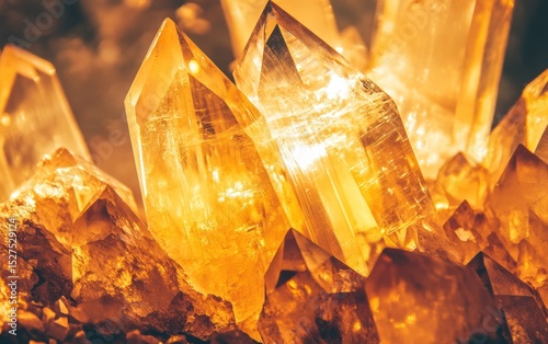 Close-up of cluster of glowing crystals