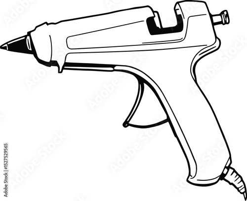 Hot Glue Gun & Craft Utility Symbol Set Featuring a Standard Handheld Hot Glue Gun with a Nozzle, Trigger, and Cord—Representing DIY Projects, Repairs, and Adhesive Crafting