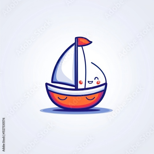 Cute cartoon sailboat graphic.  A stylized sailboat