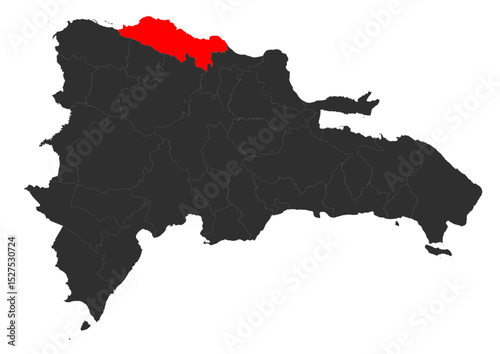 Puerto Plata Province Vector Map (Red Highlight)