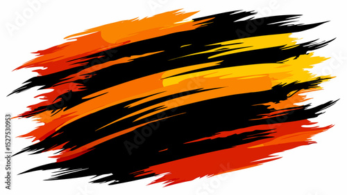 Abstract Black and Orange Brush Stroke on Yellow Background