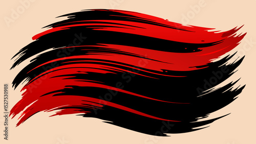 Abstract Black and Orange Brush Stroke on Yellow Background