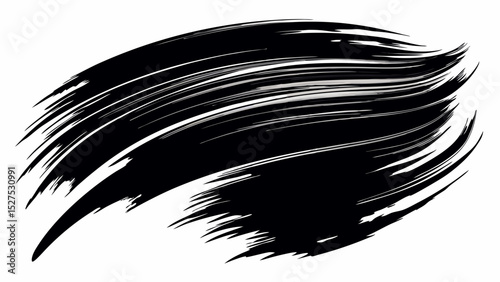 Abstract Black and Orange Brush Stroke on Yellow Background