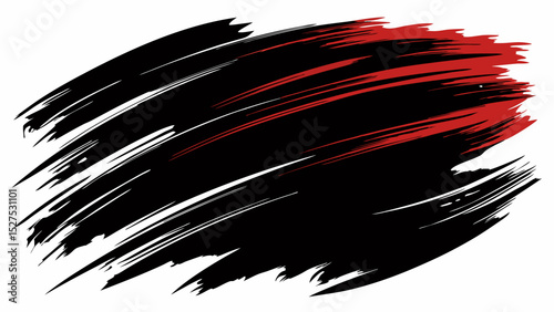 Abstract Black and Orange Brush Stroke on Yellow Background