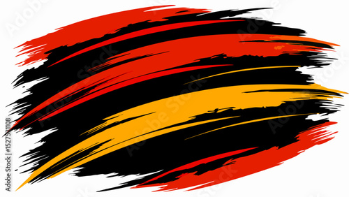 Abstract Black and Orange Brush Stroke on Yellow Background