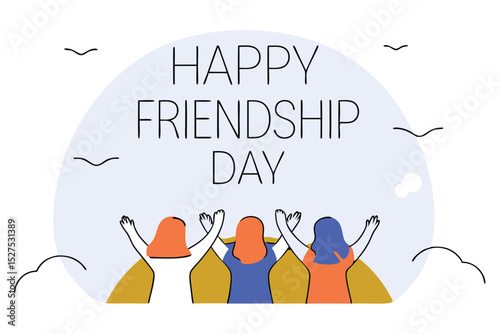 Stylized happy friendship day illustration featuring colorful design elements and celebratory theme