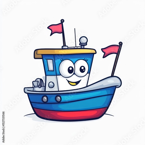 Cartoon ship with a friendly face