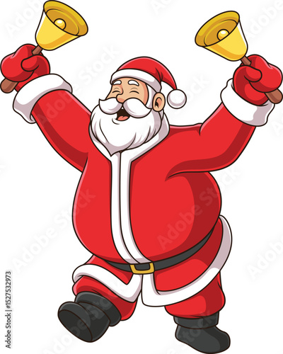 Happy Santa Ringing Bells Vector Image