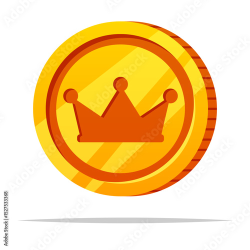 Gold coin with crown symbol vector isolated illustration