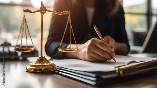 62. Close up of lawyer is hand writing on contract margin