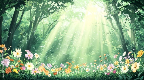 Sunlight penetrates the forest