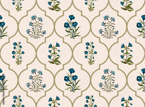 Hand drawn colourful geometric flowers, seamless patterns with floral for fabric, textiles, clothing, wrapping paper, backdrop, banner, illustration, abstract backgrounds.

