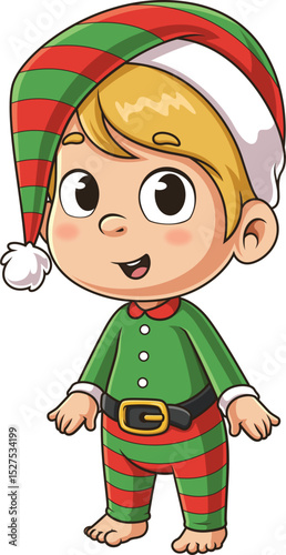 Baby Boy Christmas Elf Vector Image