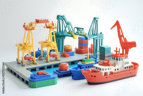 a plastic toyset of seaport