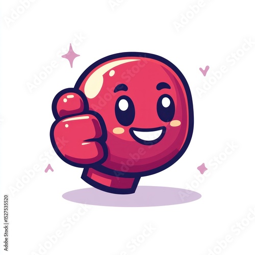 Cute cartoon red ball giving a thumbs up