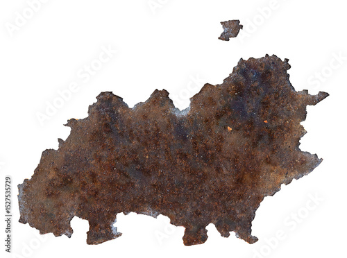 One big hole a piece of rust isolated transparent background png macro