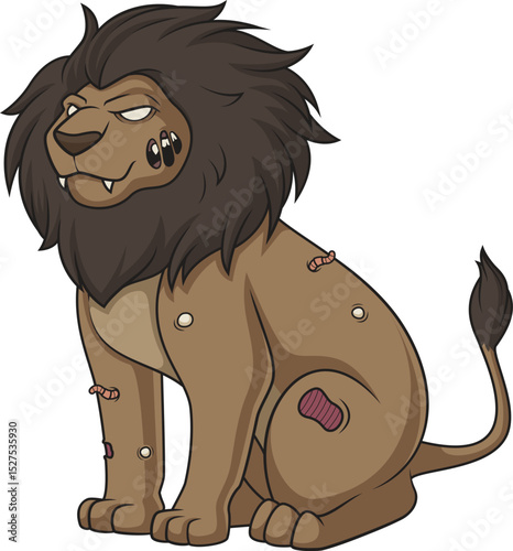 Creepy Zombie Lion Vector Image