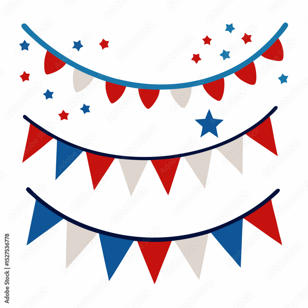 Fototapeta premium Patriotic bunting flags and stars decoration