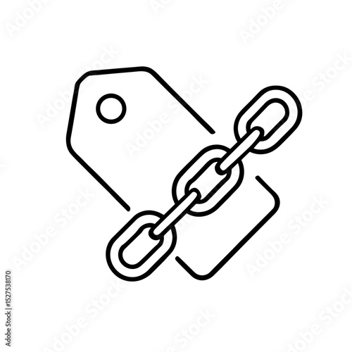 Price tag with chain symbol representing fixed pricing – outline icon
