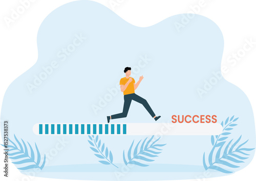 Progress from start to success. Challenge your progress and win the race. Mission accomplished to complete the project. Entrepreneurs run from scratch to success
