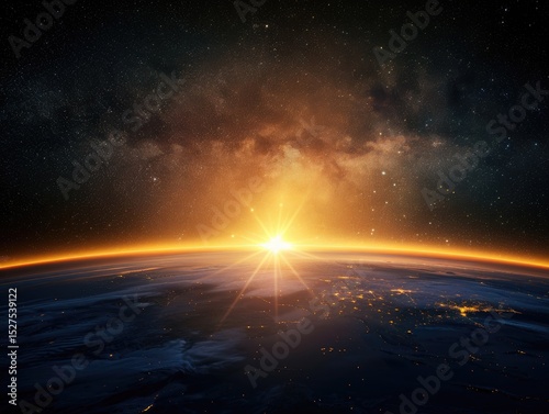 Sunrise over Earth from space
