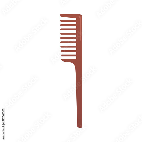 Brown comb with long handle and wide teeth, hair care.