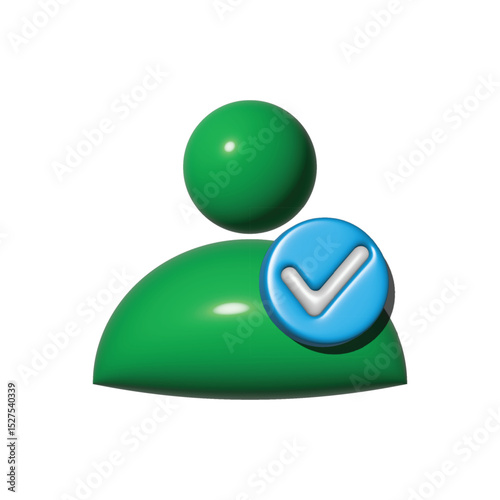 Green user icon with a blue check mark, representing successful account verification.