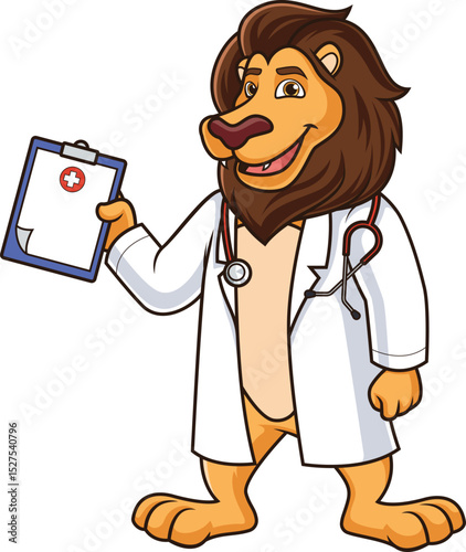 Lion Doctor Holding Report Vector Image