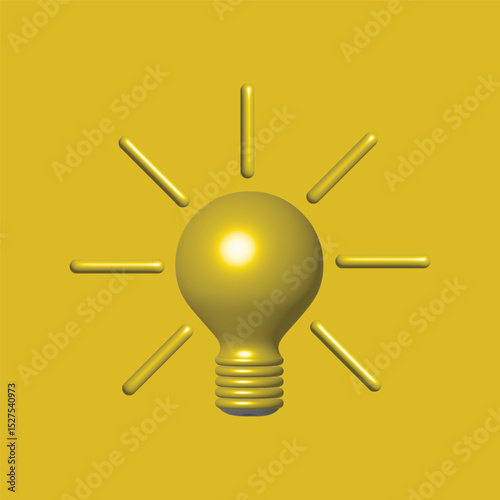 Gold Lightbulb Idea Symbol on a Sunny Yellow Background