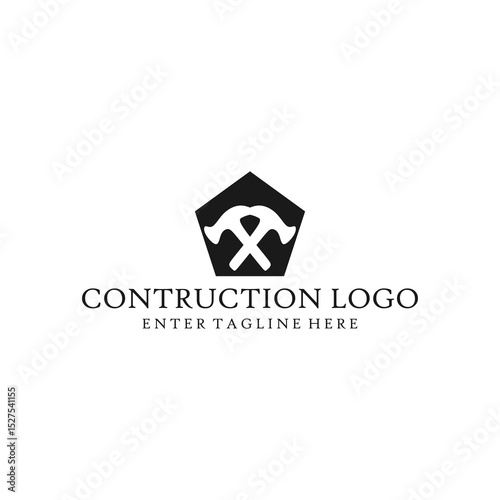 home repair service logo design, construction service logo, symbol, icon, hammer illustration, vector, business, repair, home, sign, house, graphic, concept, work, creative, illustration