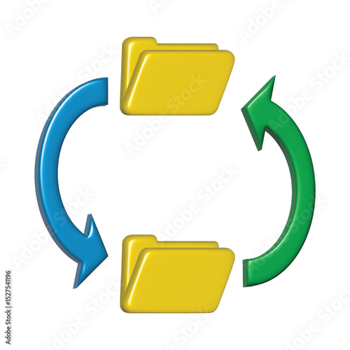 Data Transfer Cycle Icon with Folders