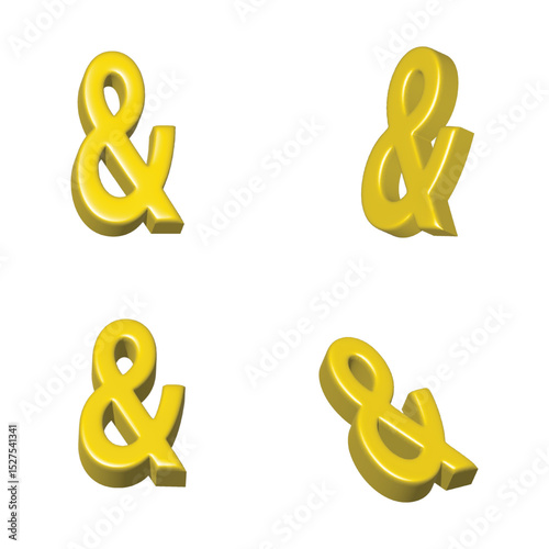 Four 3D Yellow Ampersand Symbols Against a White Background